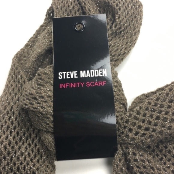 STEVE MADDEN Infinity Scarf Knit Metallic Sparkly Neutral Minimalist Boho NWT - Picture 2 of 6